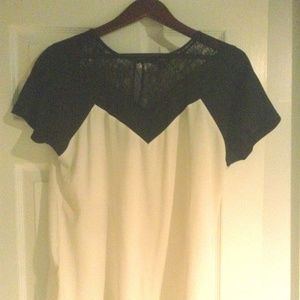 White House Black Market Black Lace Yolk Silk